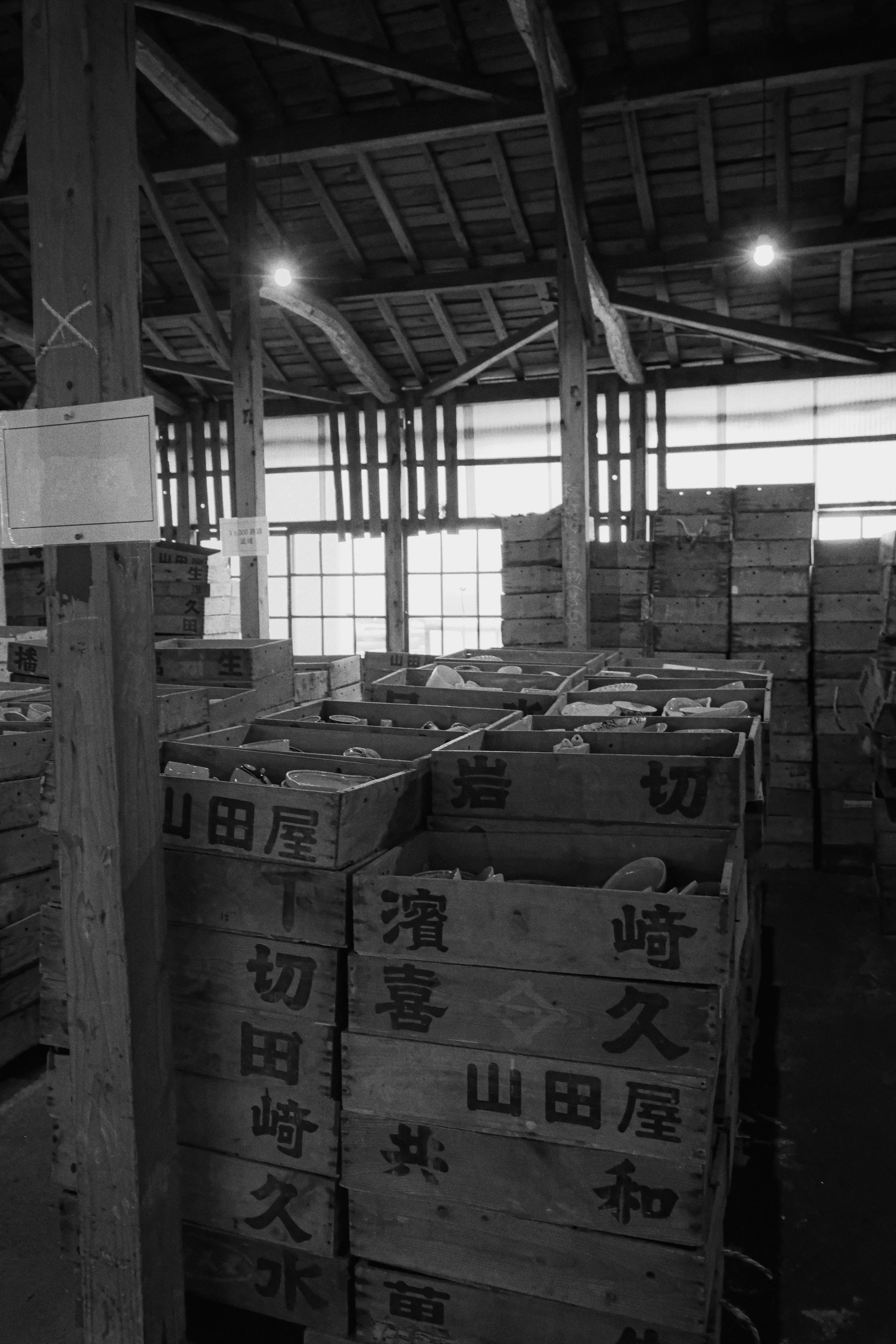 Warehouse pallets, editorial b&w